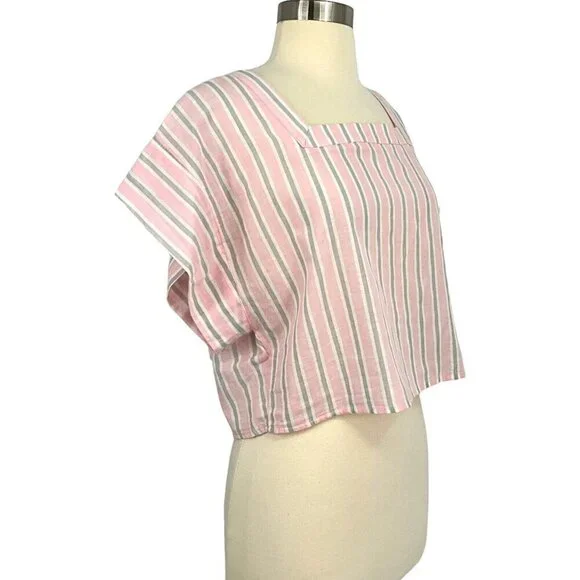 Mable Size S Sydney Square Neck Top & Skirt Set Pink Grey Stripe 100% Cotton - Picture 6 of 16